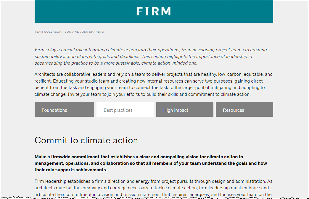 Climate Action Business Playbook - Best Practices sub-section
