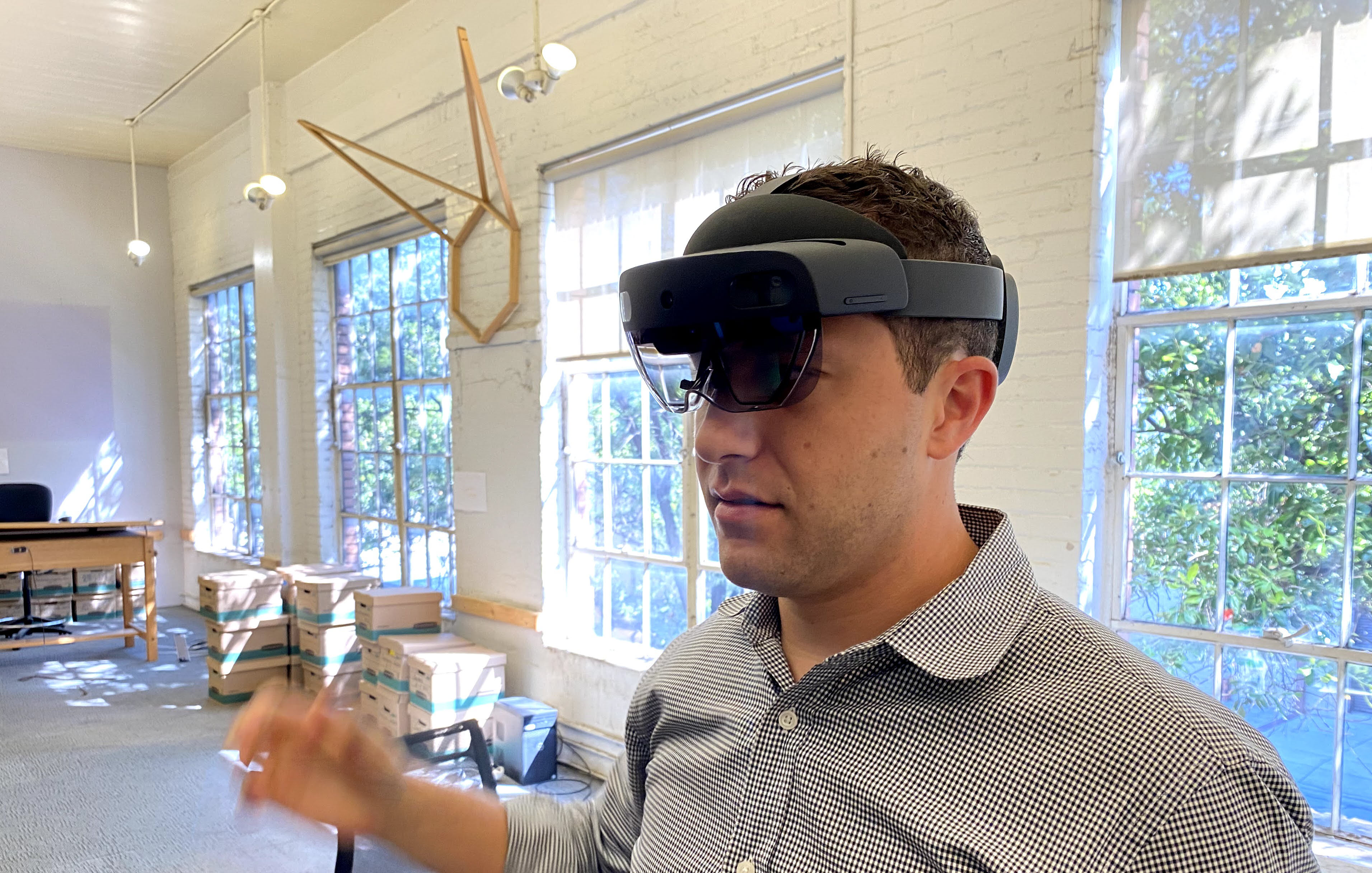 Evan Morris using Microsoft HoloLens 2