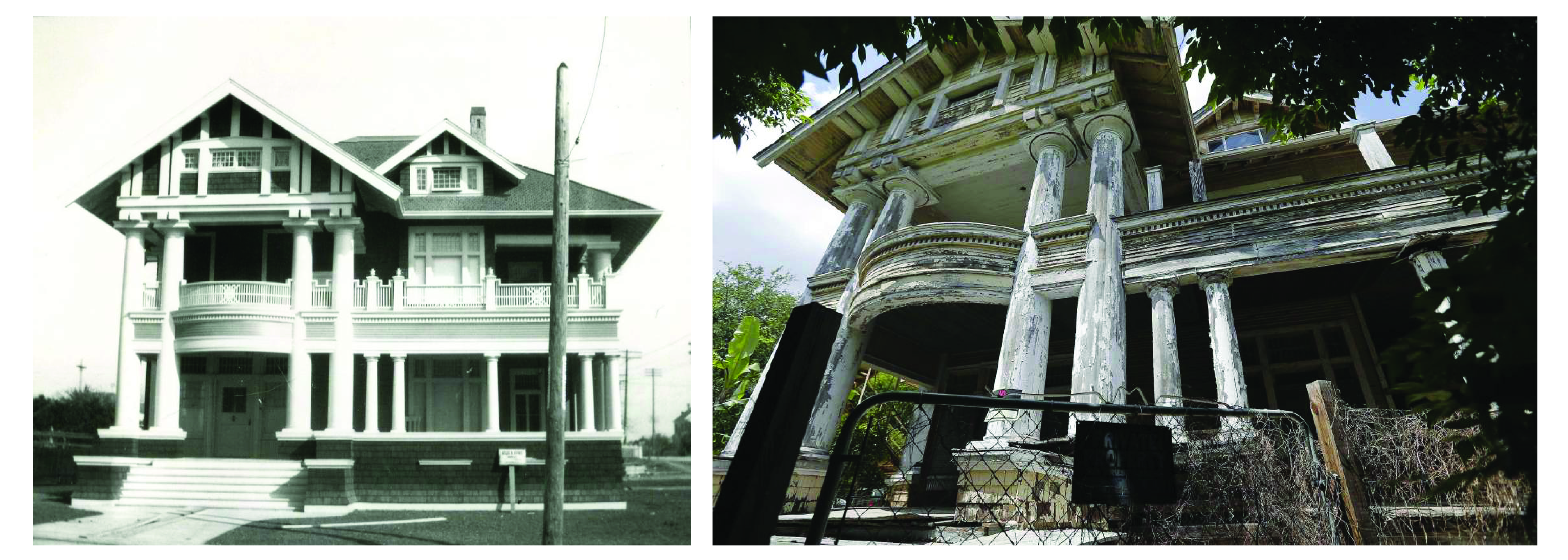 Kelso House 1906 (Credit: Alexander Architectural Archives at the UT Austin)  VS 2019 (Credits: PoP)