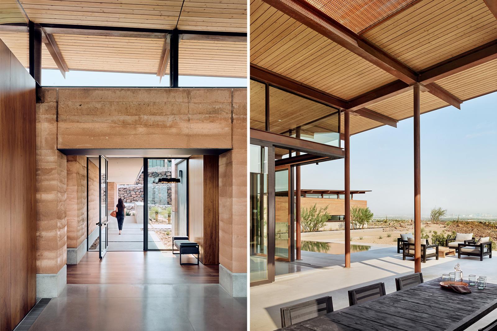 The home’s textures, colors and materials blend seamlessly with the surrounding desert. 
